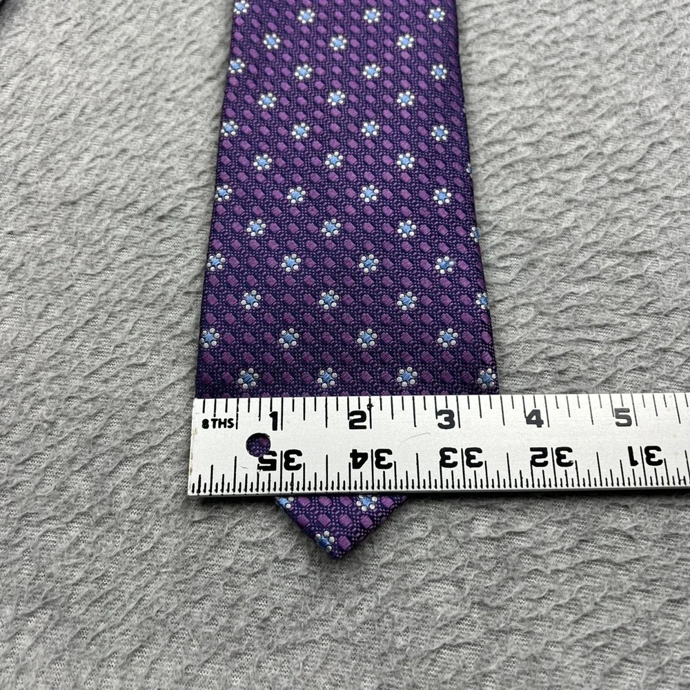 Ermenegildo Zegna Tie 100% Silk Purple Geometric Floral Woven Italy Made Luxury